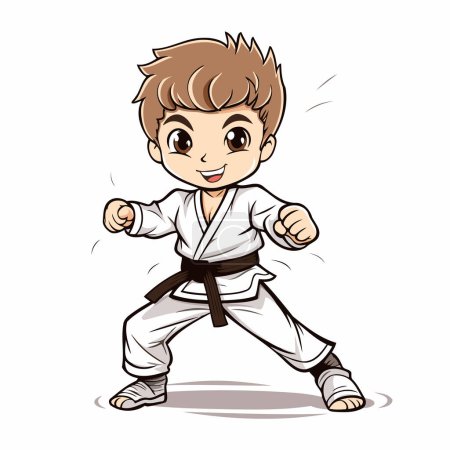 Illustration for Cartoon karate boy. Vector illustration isolated on white background. - Royalty Free Image