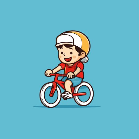 Illustration for Cute boy riding a bicycle. Vector illustration. Cartoon style. - Royalty Free Image