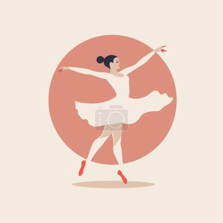 Ilustración de Bailarina. Ilustración vectorial en estilo plano. Bailarina bailando. - Imagen libre de derechos