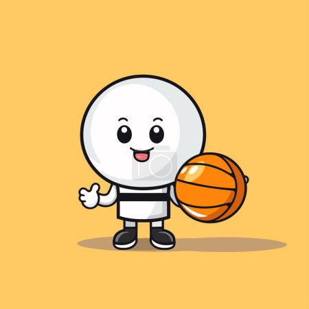 Téléchargez les illustrations : Conception d'illustration vectorielle de personnage de mascotte de balle de basket-ball mignon. Cartoon style - en licence libre de droit