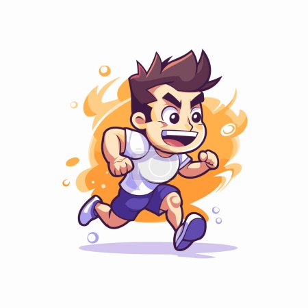 Illustration for Cartoon man running fast. Vector illustration isolated on white background. - Royalty Free Image