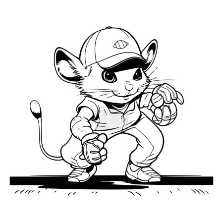 Ilustración de Cat Baseball Player Mascota Vector ilustración listo para el corte de vinilo. - Imagen libre de derechos