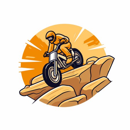 Illustration for Motocross rider on the rocks. Vector illustration of a motocross rider on the rocks. - Royalty Free Image