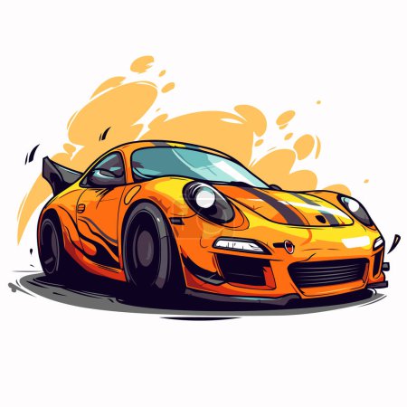 Illustration for Vector illustration of a sport car on a white background with splashes - Royalty Free Image
