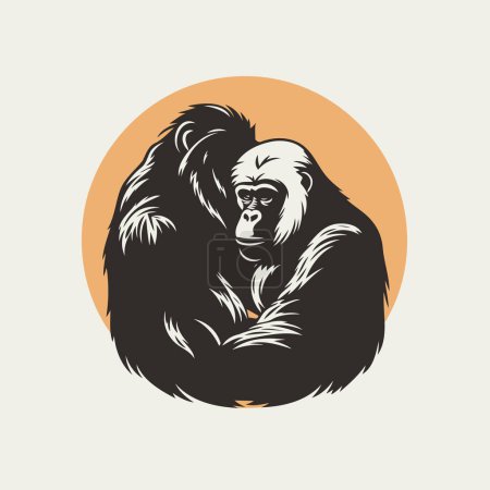 Illustration for Gorilla monkey head vector illustration. Hand drawn gorilla vector logo. - Royalty Free Image