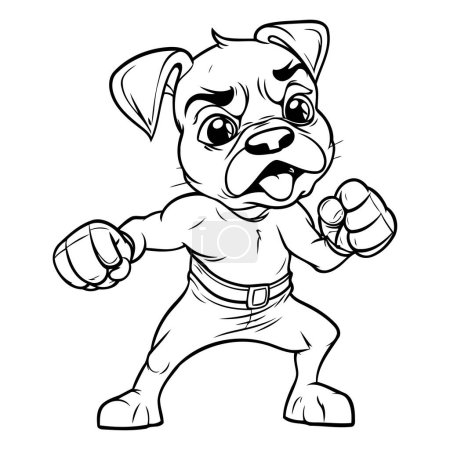 Téléchargez les illustrations : Mascotte de Bulldog en colère Illustration vectorielle de caractères. - en licence libre de droit