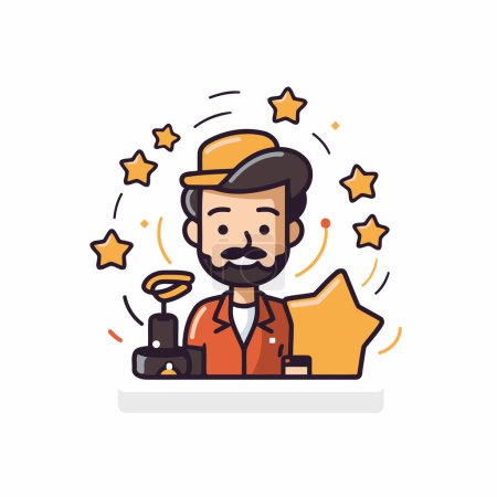 Illustration for Vector illustration of a cartoon character of a man with a star. - Royalty Free Image