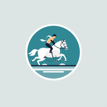 Ilustración de Icono de montar a caballo. Ilustración vectorial de estilo plano sobre fondo blanco. - Imagen libre de derechos