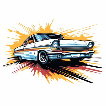 Illustration for Retro car on grunge background. Vector illustration for your design - Royalty Free Image
