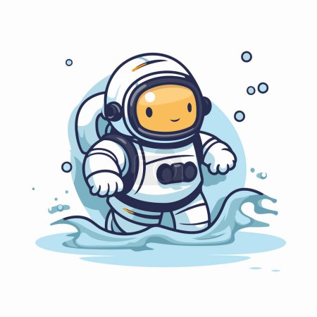 Illustration for Astronaut floating in the water. vector illustration. Cartoon style. - Royalty Free Image