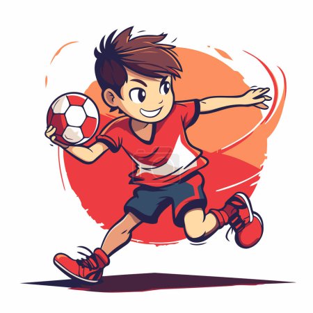 Téléchargez les illustrations : Joueur de football qui court avec le ballon. Illustration vectorielle du footballeur. - en licence libre de droit