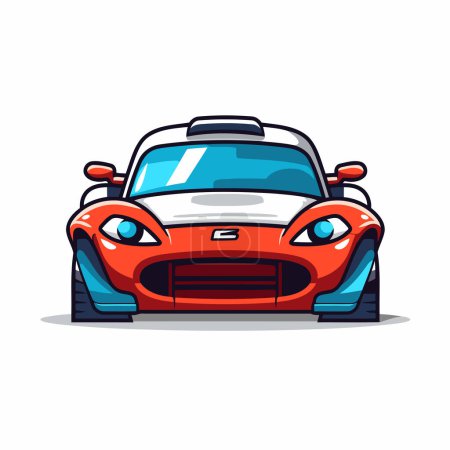 Illustration for Red sports car on a white background. Vector illustration in cartoon style. - Royalty Free Image