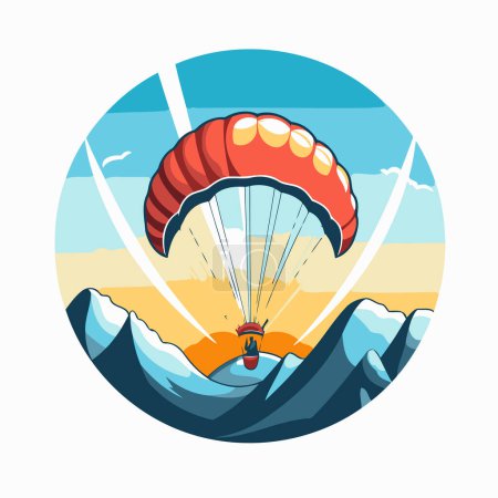 Ilustración de Paracaídas volando en el cielo. Parapente en el cielo. Ilustración vectorial - Imagen libre de derechos