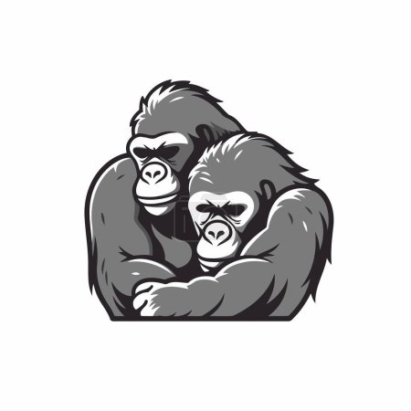 Téléchargez les illustrations : Mascotte de Gorille isolée sur fond blanc. Illustration vectorielle. - en licence libre de droit