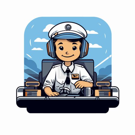 Illustration for Pilot boy cartoon icon. Airport travel trip vacation and tourism theme. Isolated design. Vector illustration - Royalty Free Image