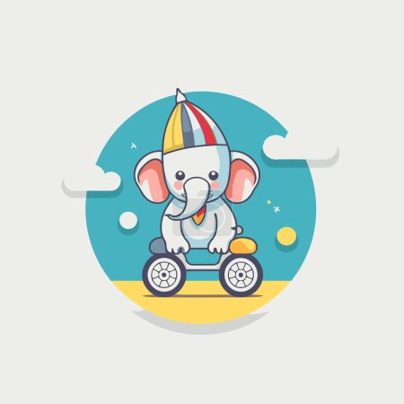 Illustration for Cute elephant riding on a car. vector illustration in flat style - Royalty Free Image