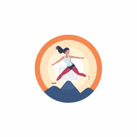 Illustration for Woman doing yoga flat icon. Healthy lifestyle concept. Vector illustration. - Royalty Free Image