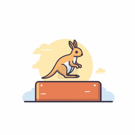 Illustration for Kangaroo flat line icon. Vector illustration of a kangaroo on a podium. - Royalty Free Image