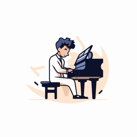Illustration for Piano player. Vector illustration in flat style. Isolated on white background. - Royalty Free Image