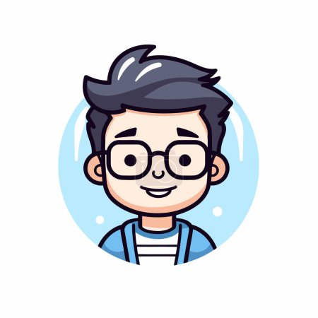 Illustration for Cute cartoon boy with glasses. Vector illustration in a flat style. - Royalty Free Image