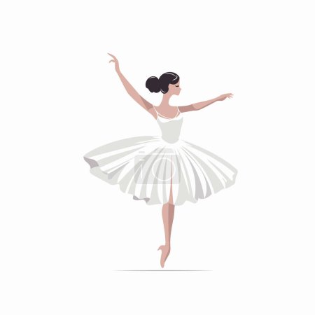 Ballerina in a white tutu. Vector Illustration.