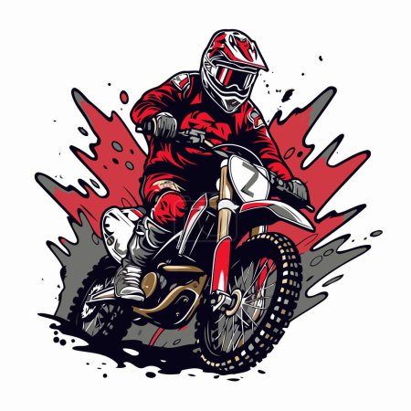 Téléchargez les illustrations : Motocycliste sur la course. Illustration vectorielle d'un motocycliste. - en licence libre de droit