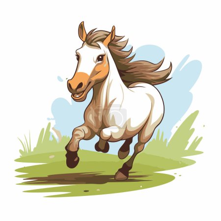 Illustration for Horse running in the meadow. Vector illustration isolated on white background. - Royalty Free Image