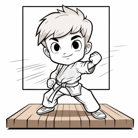 Illustration for Karate boy cartoon in vector format very easy to edit. no gradients - Royalty Free Image