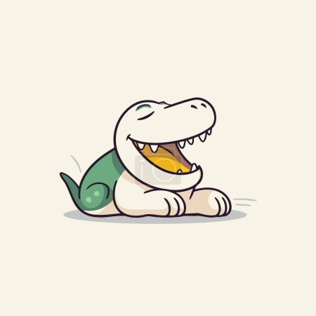 Illustration for Funny crocodile cartoon vector illustration. Cute crocodile. - Royalty Free Image