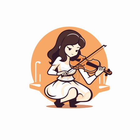 Téléchargez les illustrations : Une fille qui joue du violon. Violoniste. Illustration vectorielle sur fond blanc. - en licence libre de droit