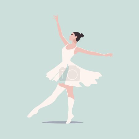 Ballet dancer in white tutu. Vector illustration in flat style