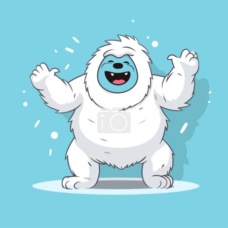 Illustration for Funny cartoon white polar bear on a blue background. vector illustration - Royalty Free Image