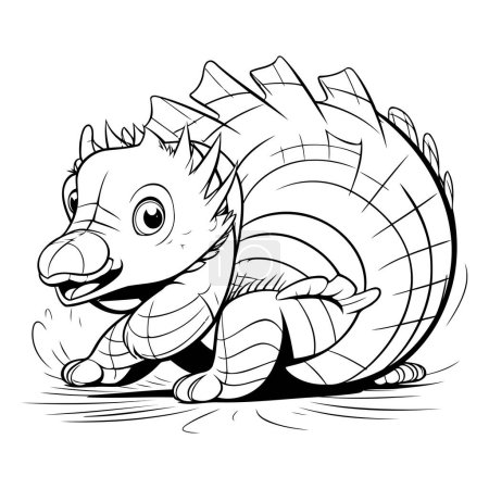 Illustration for Black and White Cartoon Illustration of Cute Dinosaur Animal for Coloring Book - Royalty Free Image