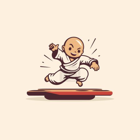 Illustration for Cartoon karate vector illustration for t-shirt print or poster - Royalty Free Image
