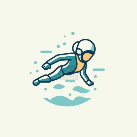 Diver vector illustration. linear style design. sport and diving icon