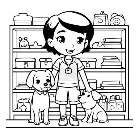 Illustration for Cute little boy with dog in the pet shop vector illustration design - Royalty Free Image