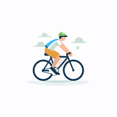 Illustration for Cyclist riding bicycle. Flat design style vector illustration on white background. - Royalty Free Image