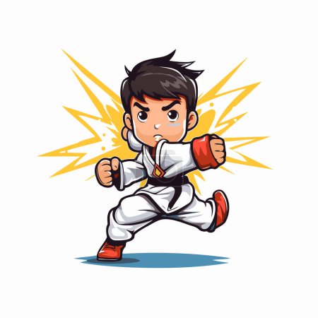 Illustration for Taekwondo boy. Vector illustration isolated on white background. - Royalty Free Image