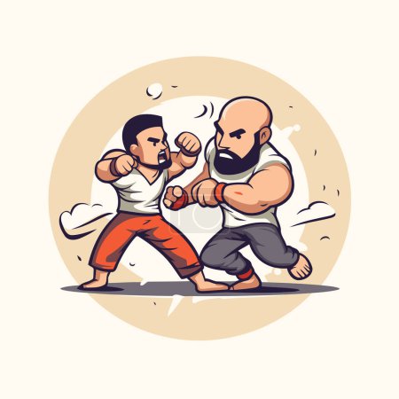 Illustration for Illustration of a karate man doing a kick. vector illustration - Royalty Free Image