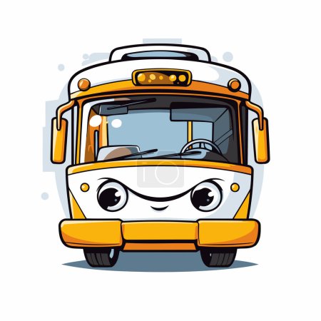 Téléchargez les illustrations : Mignon personnage de bande dessinée de bus scolaire. Illustration vectorielle sur fond blanc. - en licence libre de droit