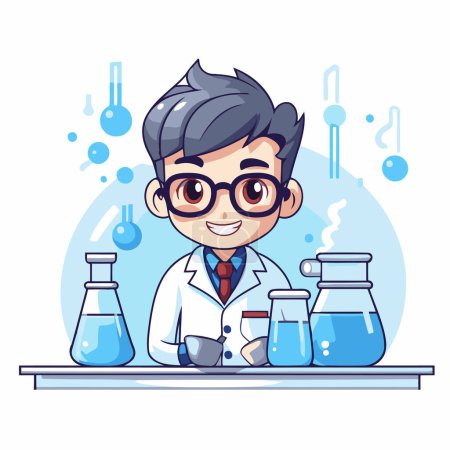 Illustration for Scientist man in lab coat and glasses cartoon vector illustration graphic design - Royalty Free Image