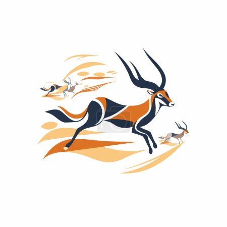 Illustration for Antelope logo on white background. Vector illustration of antelope logo. - Royalty Free Image