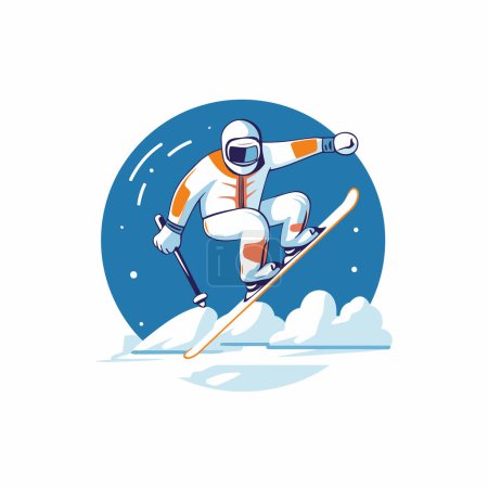 Téléchargez les illustrations : Je skie. Sport d'hiver. Illustration vectorielle en style plat. - en licence libre de droit