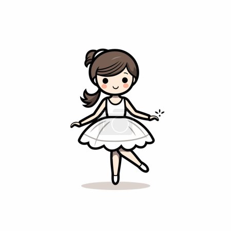 Téléchargez les illustrations : Danse Ballerine mignonne - Illustration vectorielle de bande dessinée mignonne - en licence libre de droit
