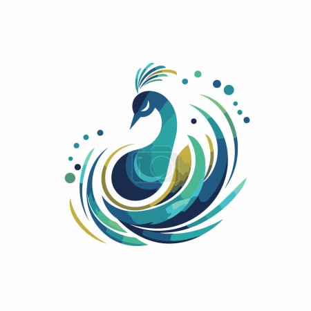 Photo for Beautiful peacock vector logo design template. Abstract swan logo. - Royalty Free Image
