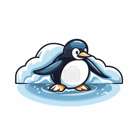 Illustration for Penguin on the ice. Vector illustration on white background. - Royalty Free Image