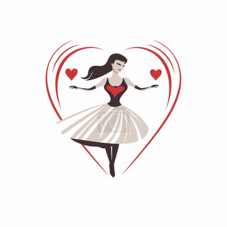 Téléchargez les illustrations : Belle ballerine en forme de cœur. Illustration vectorielle - en licence libre de droit