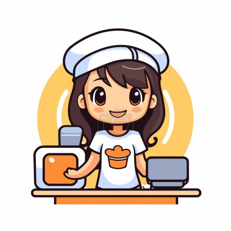 Ilustración de Enfermera personaje de dibujos animados. Linda chica de uniforme. Ilustración vectorial - Imagen libre de derechos