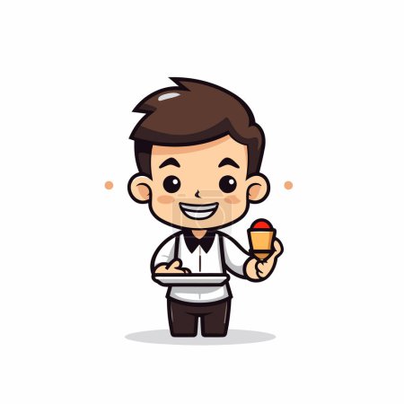 Illustration for Cute Boy Holding Pencil - Business Cartoon Character Vector Illustration - Royalty Free Image