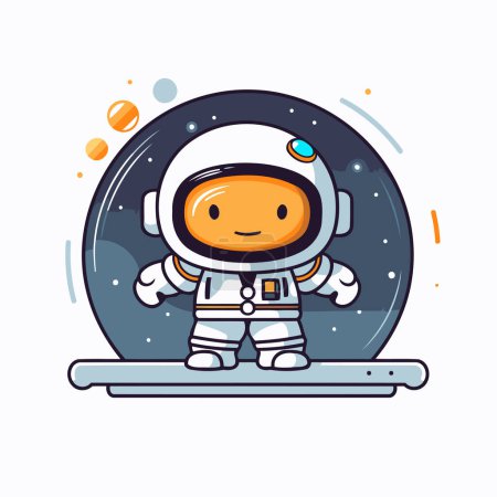 Téléchargez les illustrations : Mignon astronaute dans l'espace. Illustration vectorielle dans un style plat. - en licence libre de droit